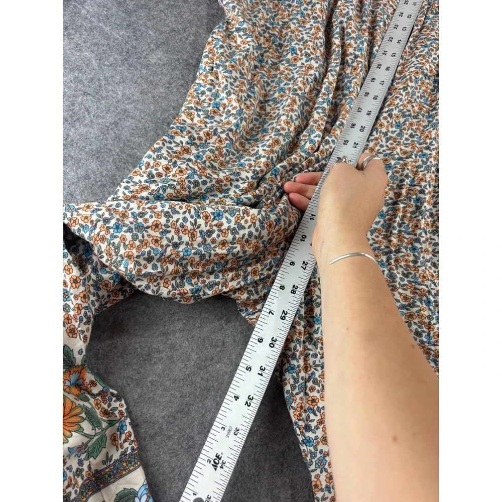 Natural Life Floral Wide Leg Jumpsuit Boho Tiered Flowy Womens L Boho Hippie